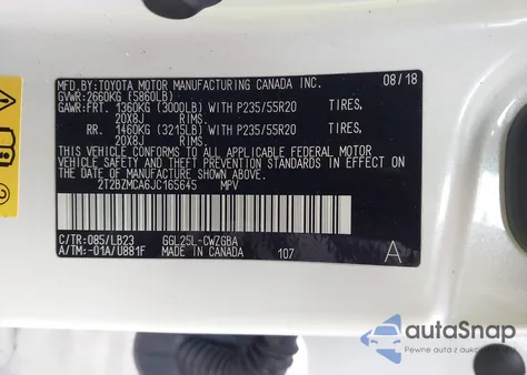 2018 Lexus Rx 350 из США, поврежденный, VIN 2T2BZMCA6JC165645